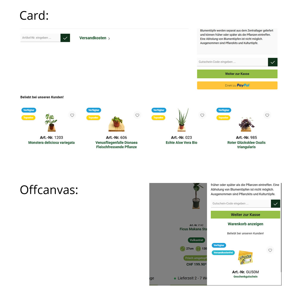 Empfehlungsslider im Checkout Empfehlungsslider im Checkout