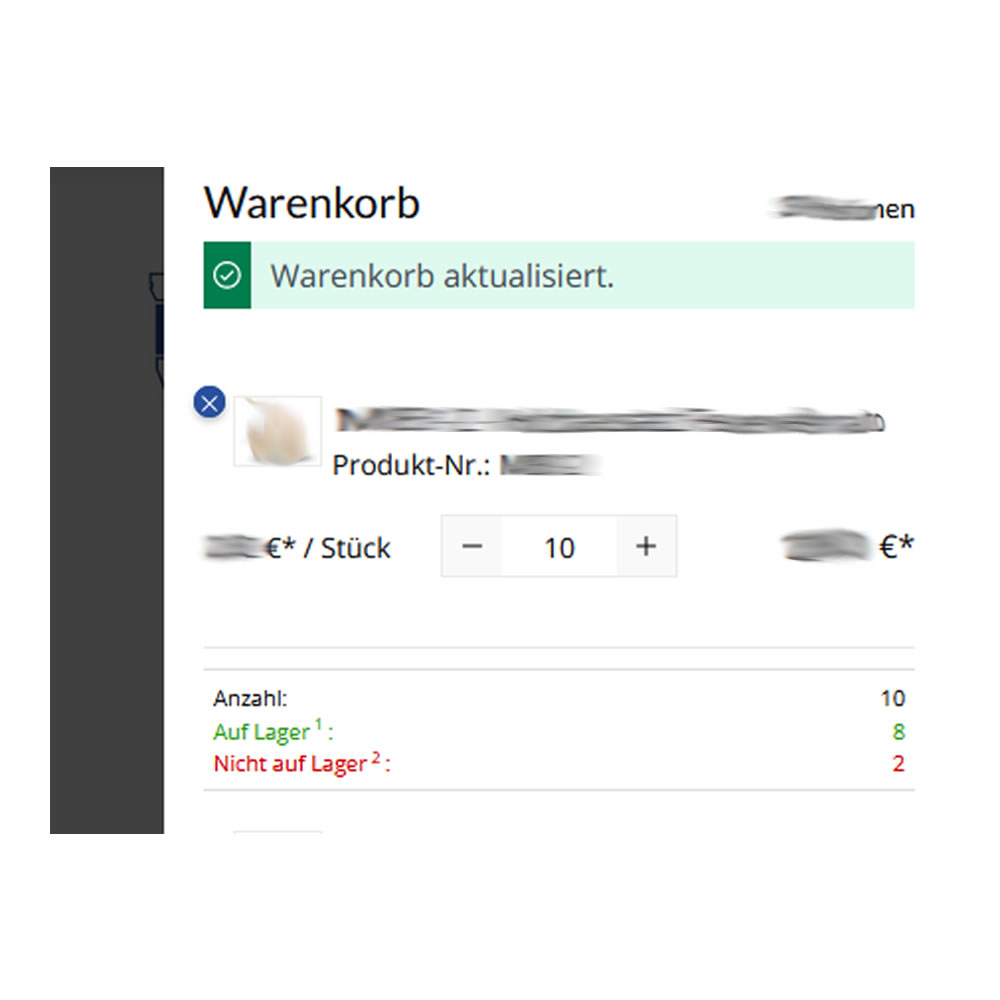 Lagerbestandsanzeige - Splittung verfügbar, nicht verfügbar Lagerbestandsanzeige - Splittung verfügbar, nicht verfügbar