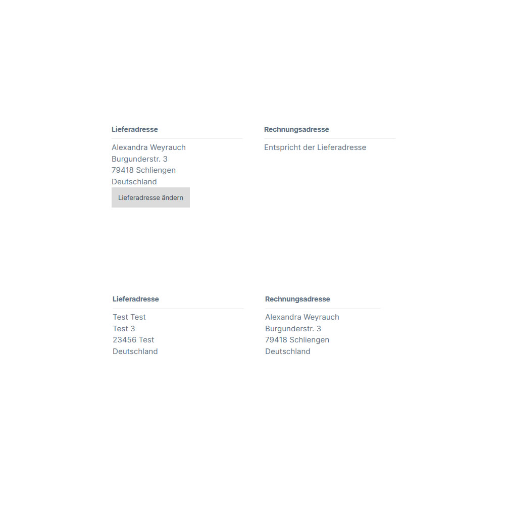 Adressänderung durch den Kunden deaktivieren Adressänderung durch den Kunden deaktivieren